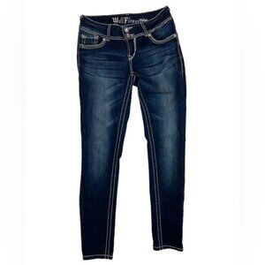WALLFLOWER VINTAGE Rhinestone‎ Denim Jeans Dark Wash WFM03091S Size 5 Regular